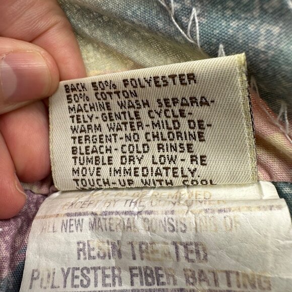 Vintage Croscill Sedona Quilted Pillow Shams 80s Floral Pastels Pillowcases - Picture 5 of 8